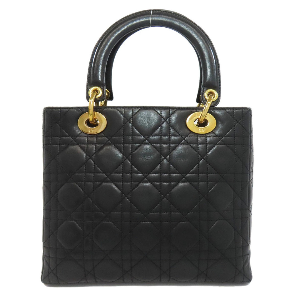 Dior handbag lambskin Christian Lady  2way Black